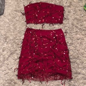 Showpo electric body two piece set in wine